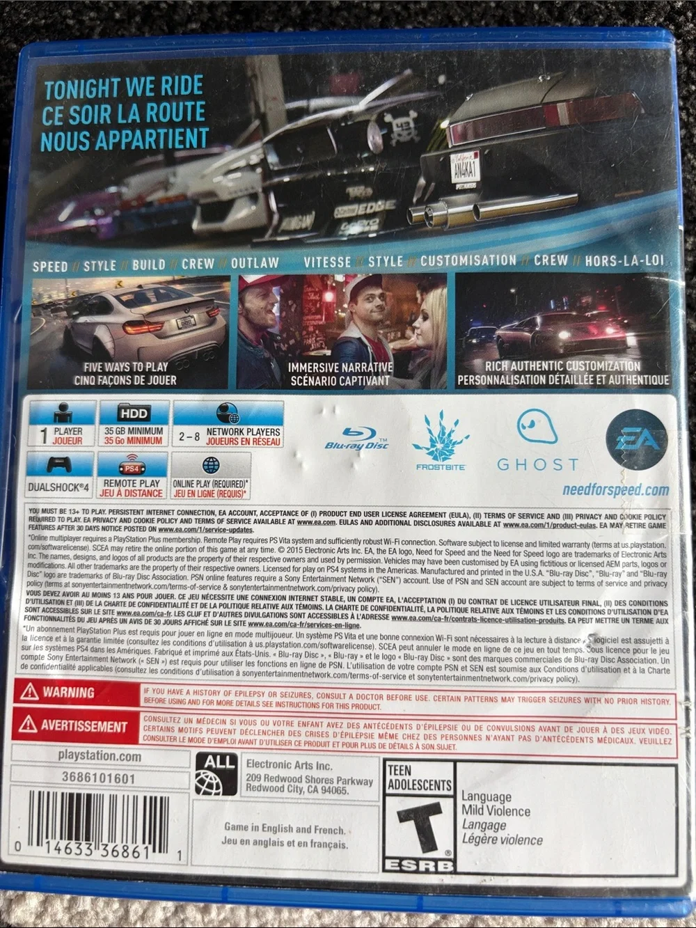 PS4 Need for Speed Video Game